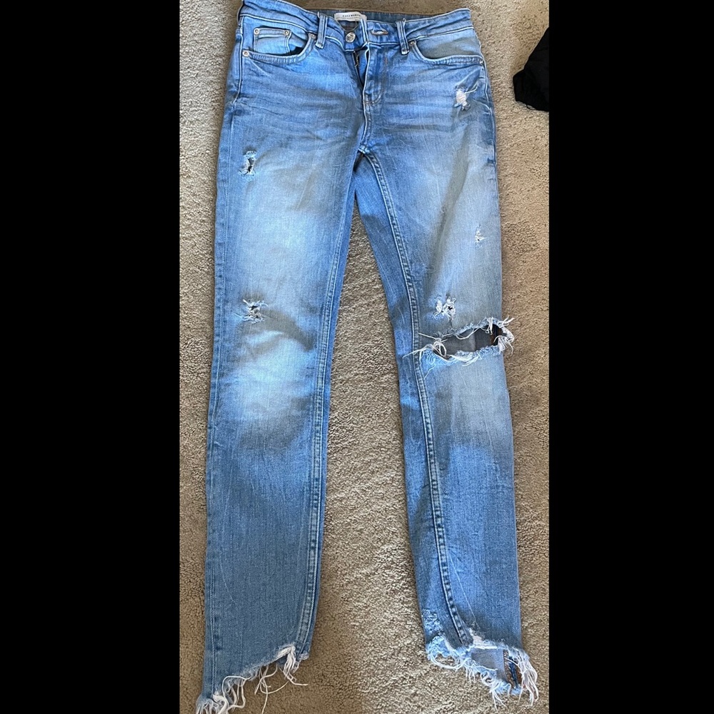 Zara Blue ripped Skinny Jeans